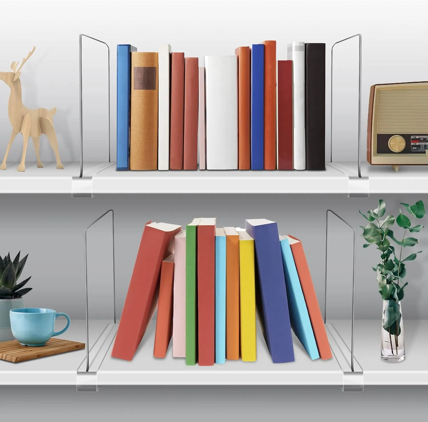 Acrylic Shelf Dividers for Closet Organization 8PCS Closet Shelf Divider Closet Dividers for Shelves Shelf Organizer for Closet Shelf Organizer for Wood Closet Separator Clear
