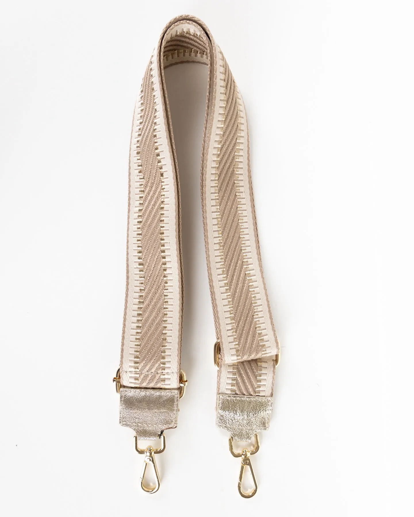 Adjustable Shoulder Bag Strap with Taupe Chevron Design