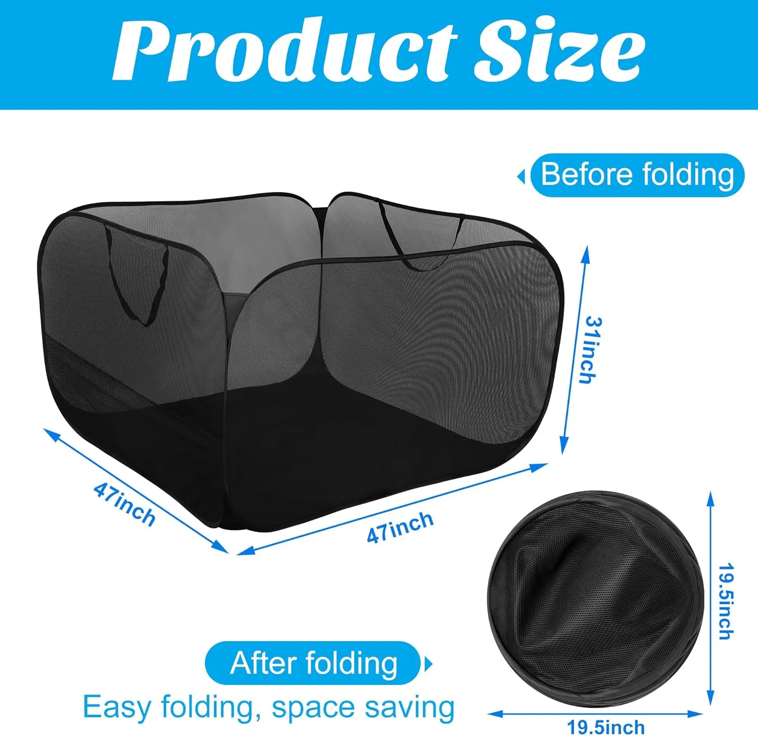 Adnee Pool Toy Storage Bin-47'' x 47'' x 31'' Nylon Mesh Pool Organizer with Side Pocket-300 Gallon Quick Drying Pool Storage for Float, Beach Balls,Towel and Other Swimming Accessories