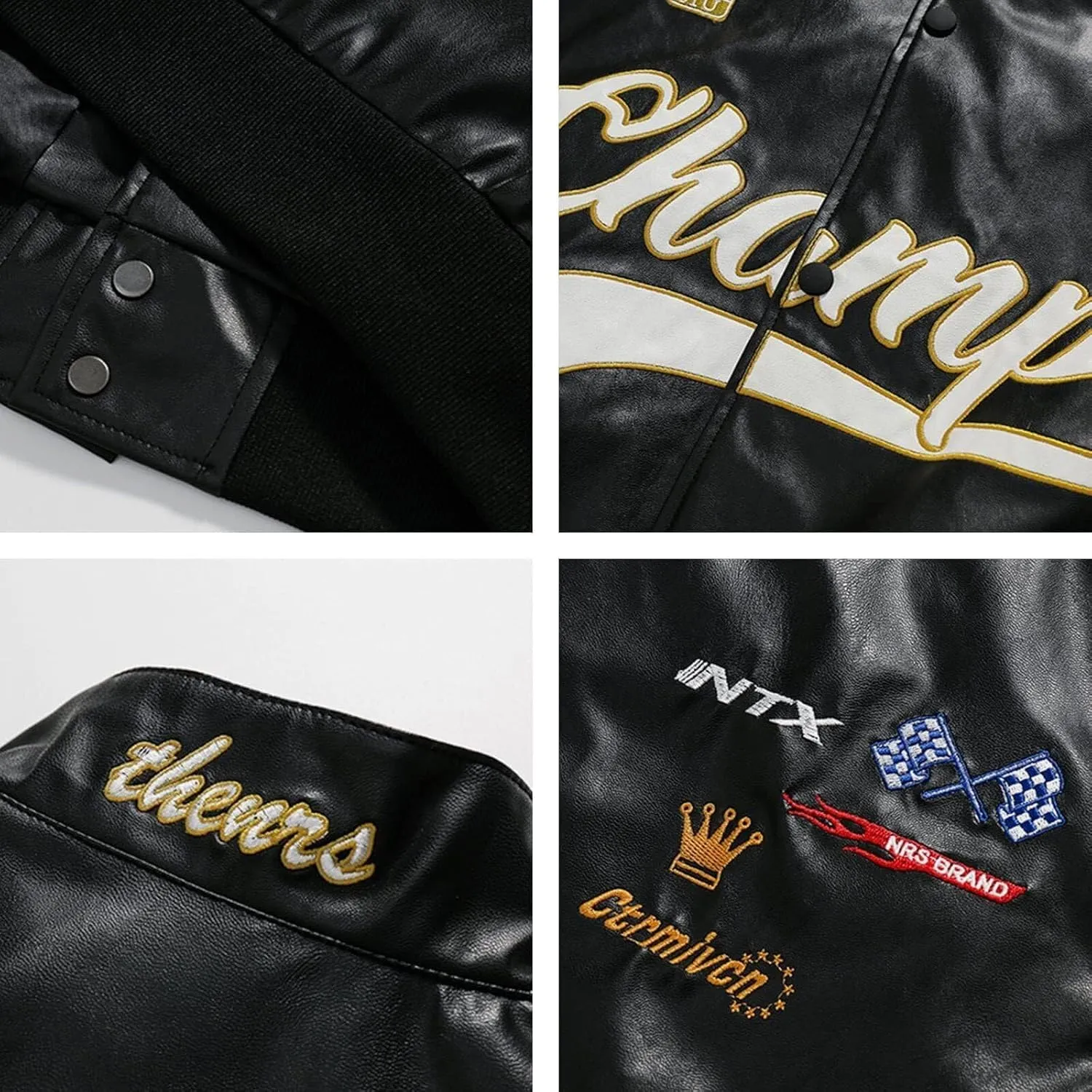 Aelfric Eden Faux Leather Jacket Oversized Racing Motorcycle Jackets Moto Coats Unisex Trendy Streetwear Jacket