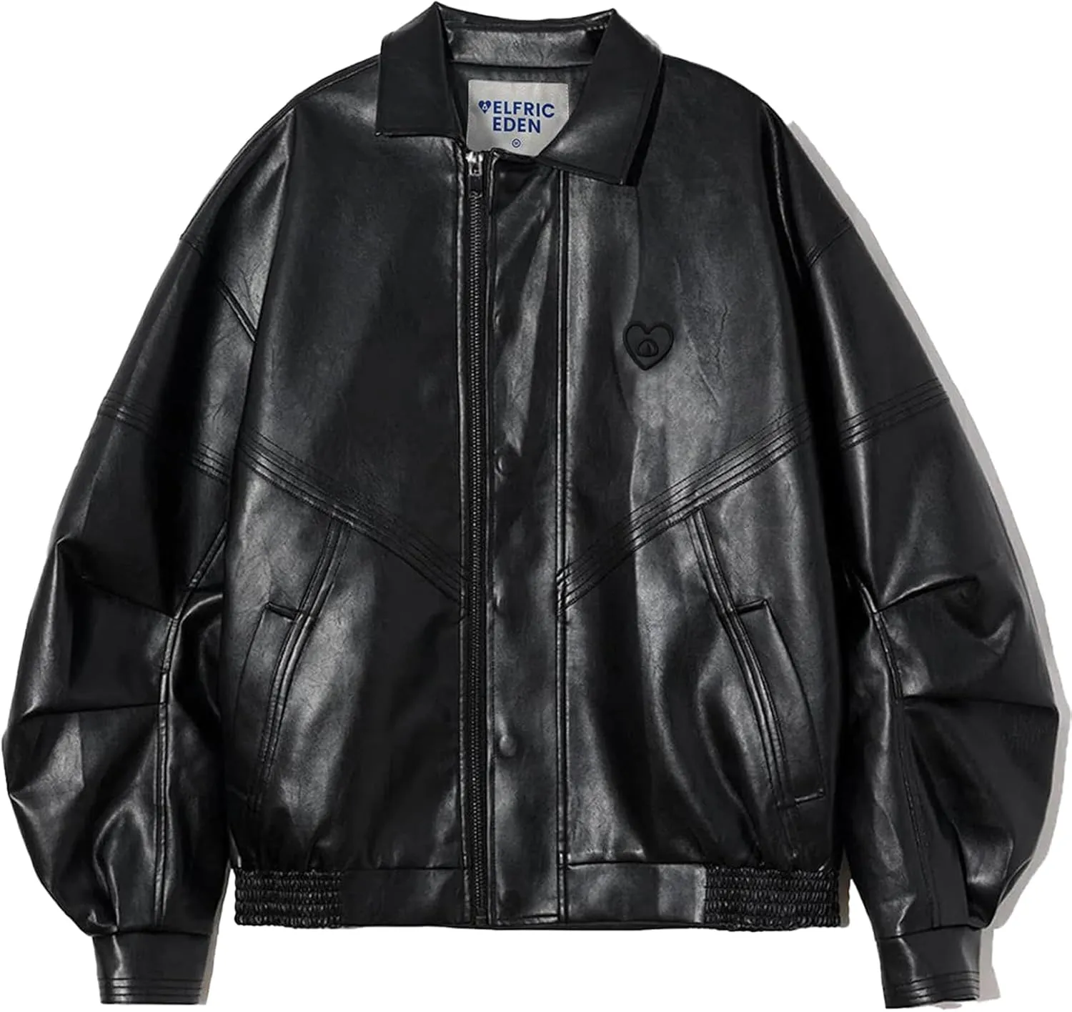 Aelfric Eden Womens Leather Jacket Oversized Y2k Faux Motorcycle Bomber Moto Biker Jackets Coats
