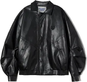 Aelfric Eden Womens Leather Jacket Oversized Y2k Faux Motorcycle Bomber Moto Biker Jackets Coats