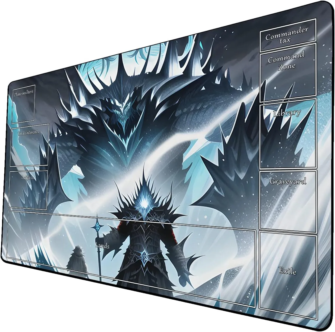 AI Painting TCG Playmat - MTG Trading Card Game Mat with Zone Layout, 24x14 Inches Premium MTG Play Mat - The Perfect Companion for Intense Card Battles - Fantasy Dark Skull Black Lotus 424A213