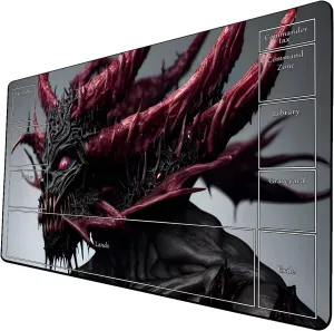 AI Painting TCG Playmat - MTG Trading Card Game Mat with Zone Layout, 24x14 Inches Premium MTG Play Mat - The Perfect Companion for Intense Card Battles - Fantasy Dark Skull Black Lotus 519A126