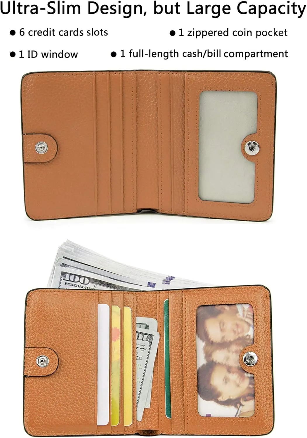 AINIMOER Small Leather Wallet for Women, Ladies Credit Card Holder RFID Blocking Women's Mini Bifold Pocket Purse