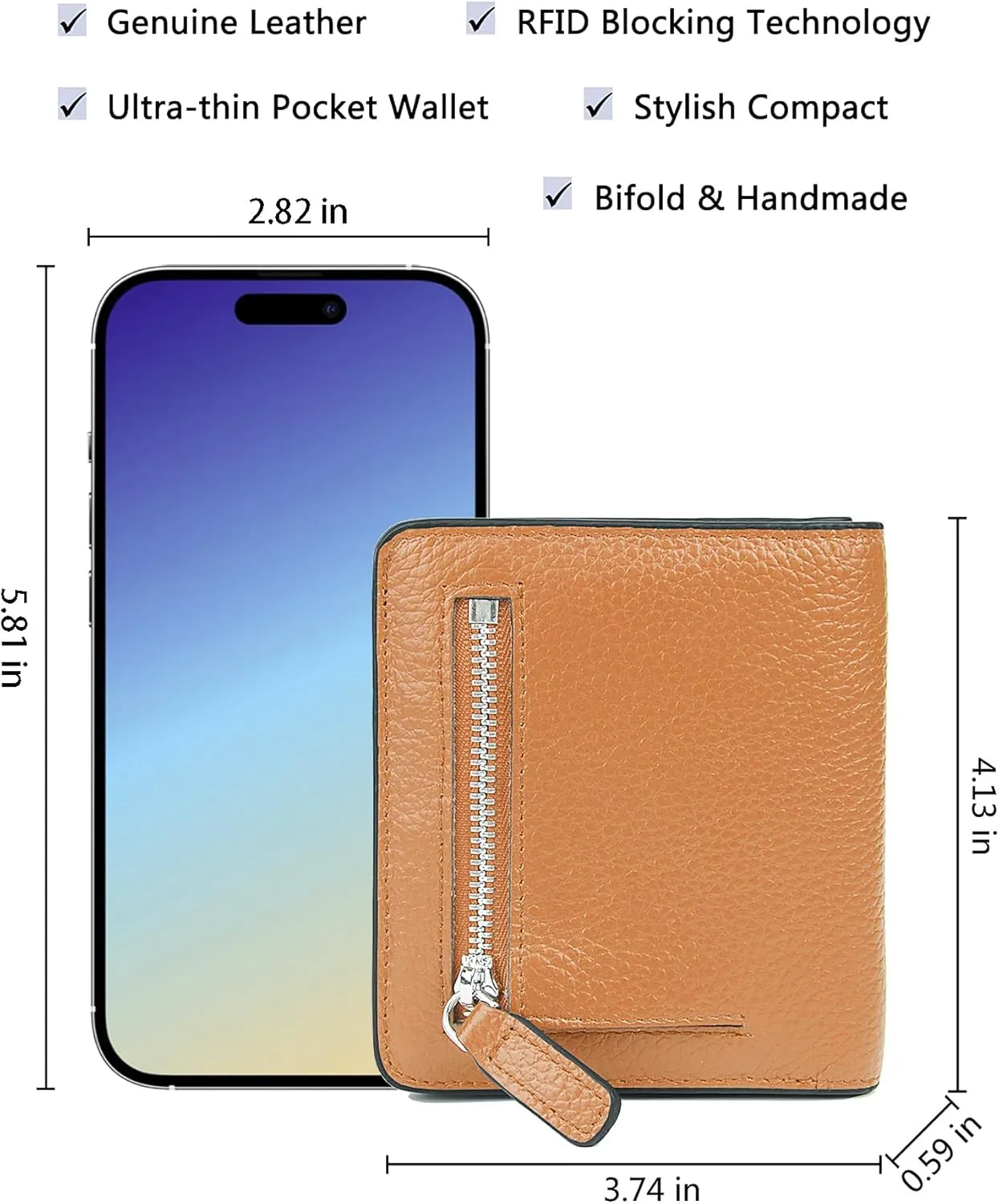 AINIMOER Small Leather Wallet for Women, Ladies Credit Card Holder RFID Blocking Women's Mini Bifold Pocket Purse
