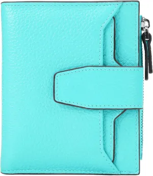 AINIMOER Women's RFID Blocking Leather Small Compact Bi-fold Zipper Pocket Wallet Card Case Purse with id Window