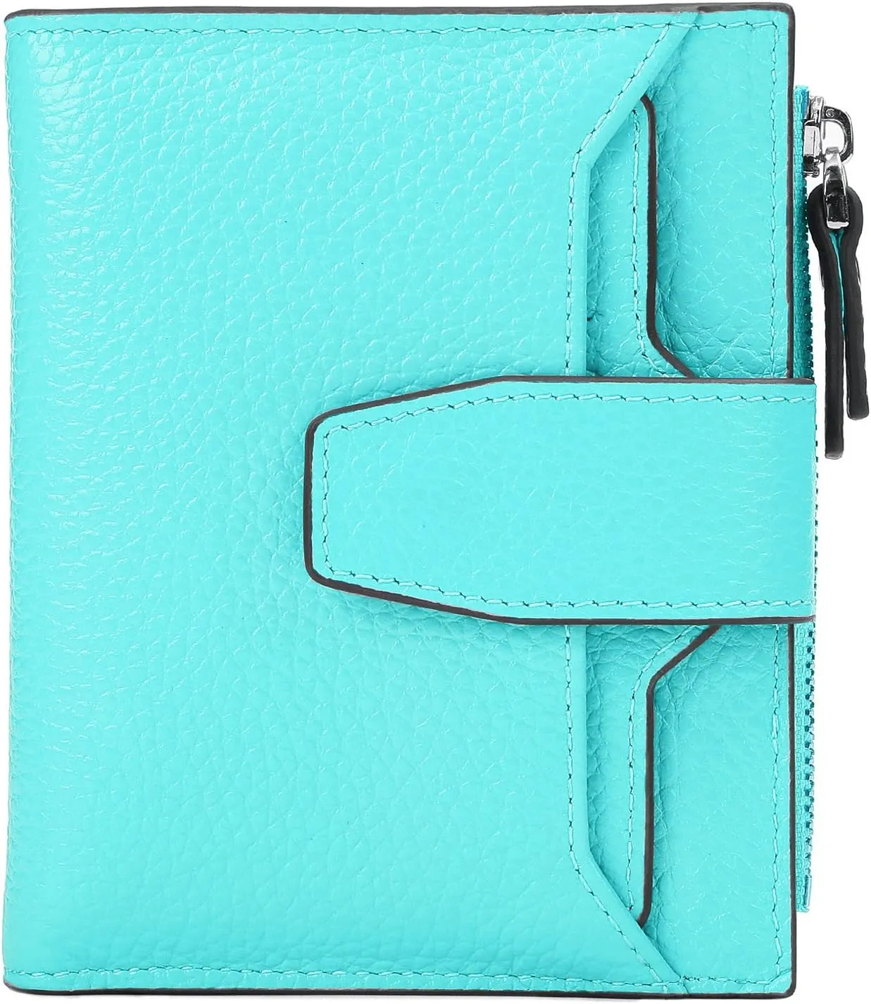 AINIMOER Women's RFID Blocking Leather Small Compact Bi-fold Zipper Pocket Wallet Card Case Purse with id Window