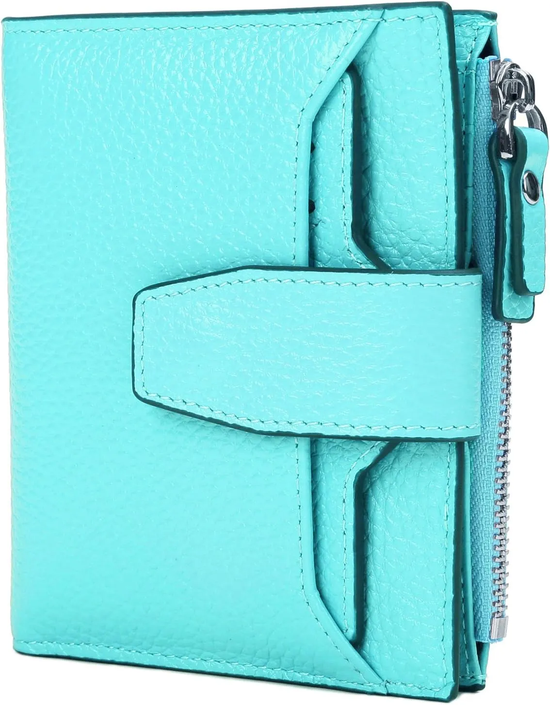 AINIMOER Women's RFID Blocking Leather Small Compact Bi-fold Zipper Pocket Wallet Card Case Purse with id Window