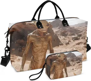 Alien Desert Scene Duffel Bag for Traveling, Travel Bag Gym Bag, with Multiple Interior Pockets Shoulder Weekender Bag for Women Men with Toiletry Bag 20.5L x 1.9W x 13.8H