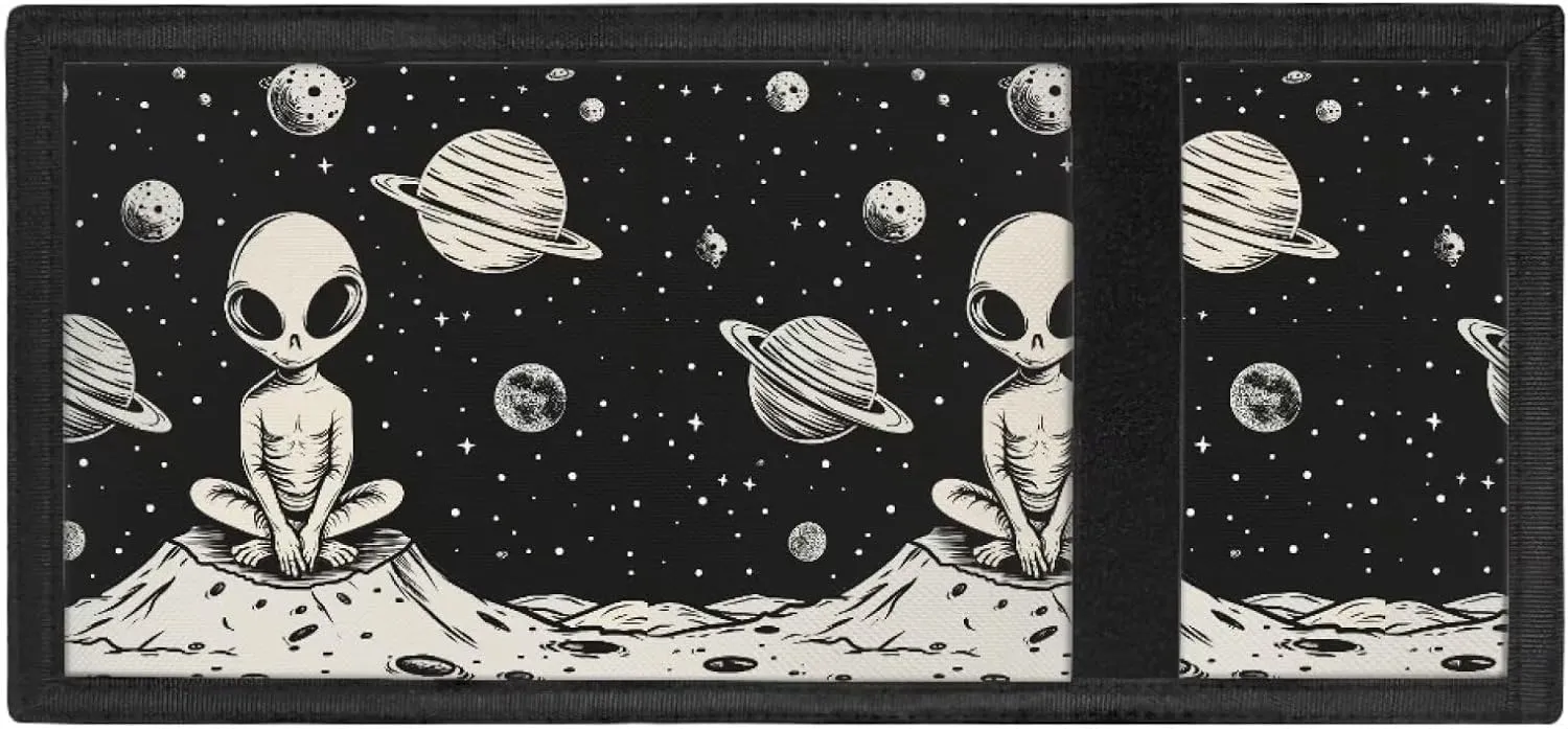 Alien Toddler Wallet Small Kids Wallet for Toddler Girl UFO Children RFID Blocking Card Wallets Trifold Pouch Credit Card Holder for Shopping