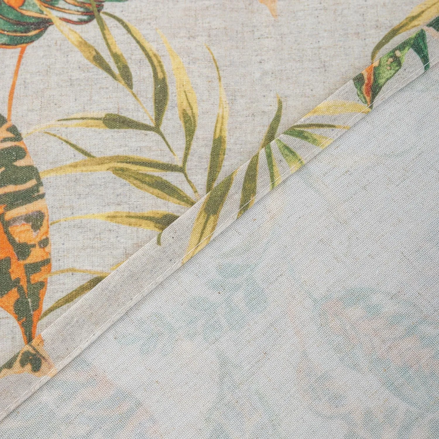 ALIGOGO Linen Texture Toile Curtains - 84 Inch Length, Exotic Tropical Leaf Pattern, Botanical Farmhouse Country Curtains - Rod Pocket, Light Filtering Window Drapes - 2 Panels, 50" W x 84" L