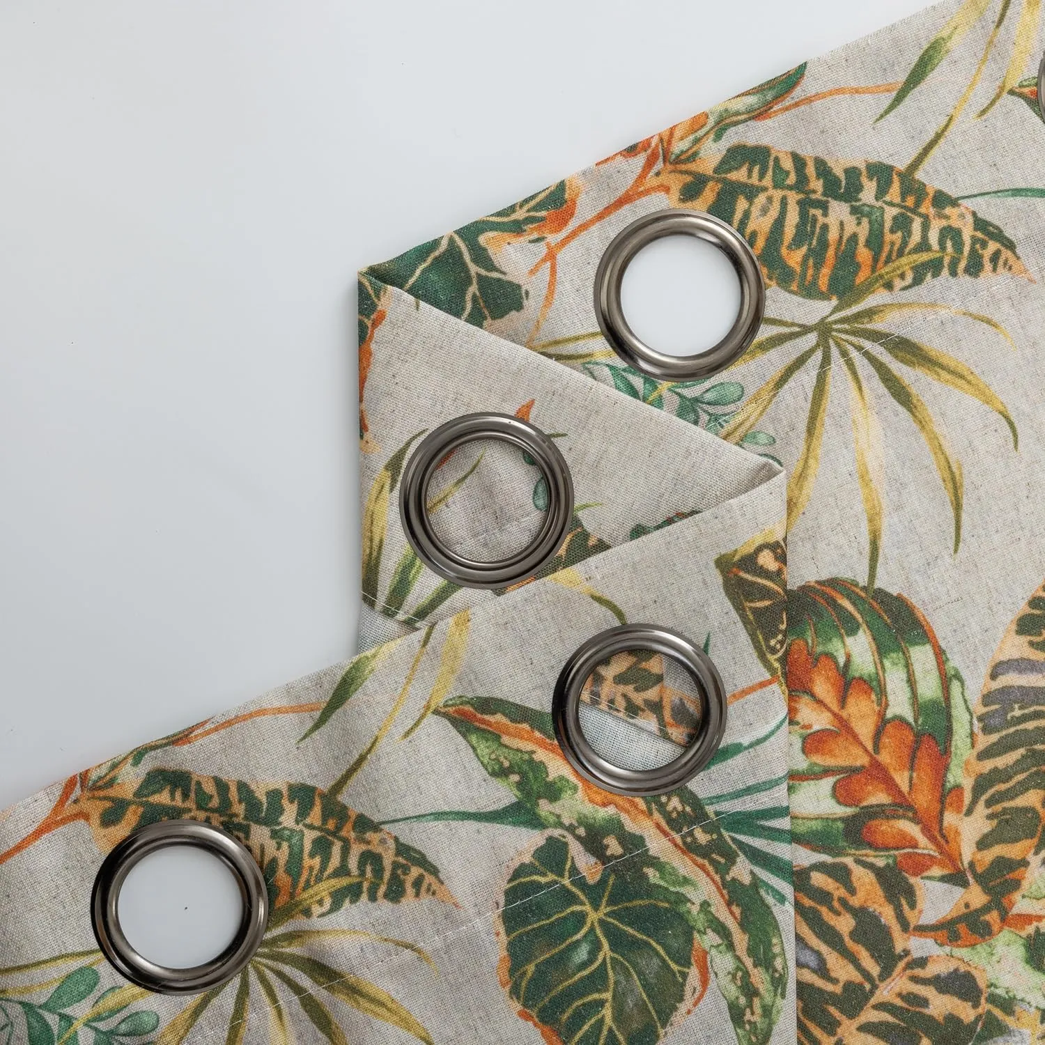 ALIGOGO Linen Texture Toile Curtains - 84 Inch Length, Exotic Tropical Leaf Pattern, Botanical Farmhouse Country Curtains - Rod Pocket, Light Filtering Window Drapes - 2 Panels, 50" W x 84" L
