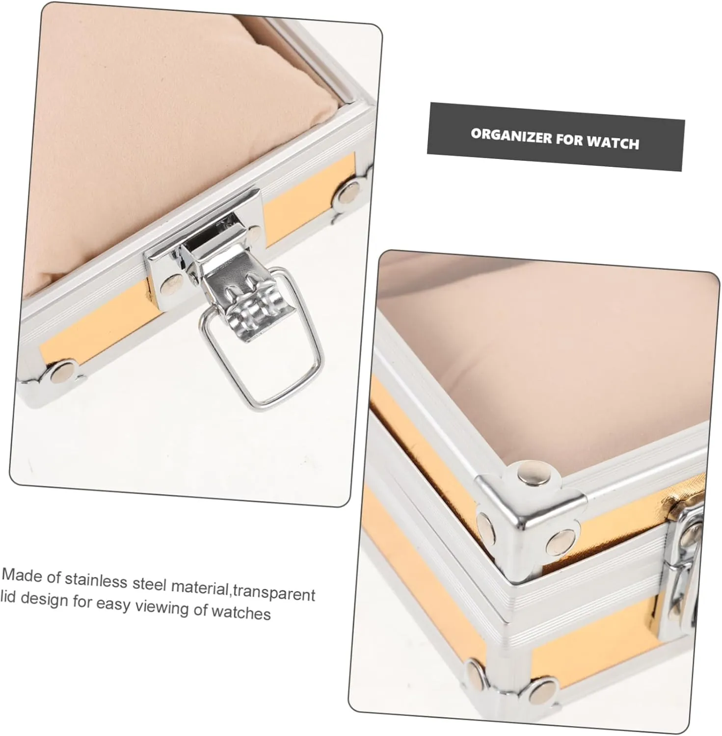 Alipis Watch Box Transparent Lid Fashion Packaging Watch Case for Men Travel Watch Case Single Watch present Case Clear Lid Watch Holder Watch Display Case Single Watch Case Stainless Steel