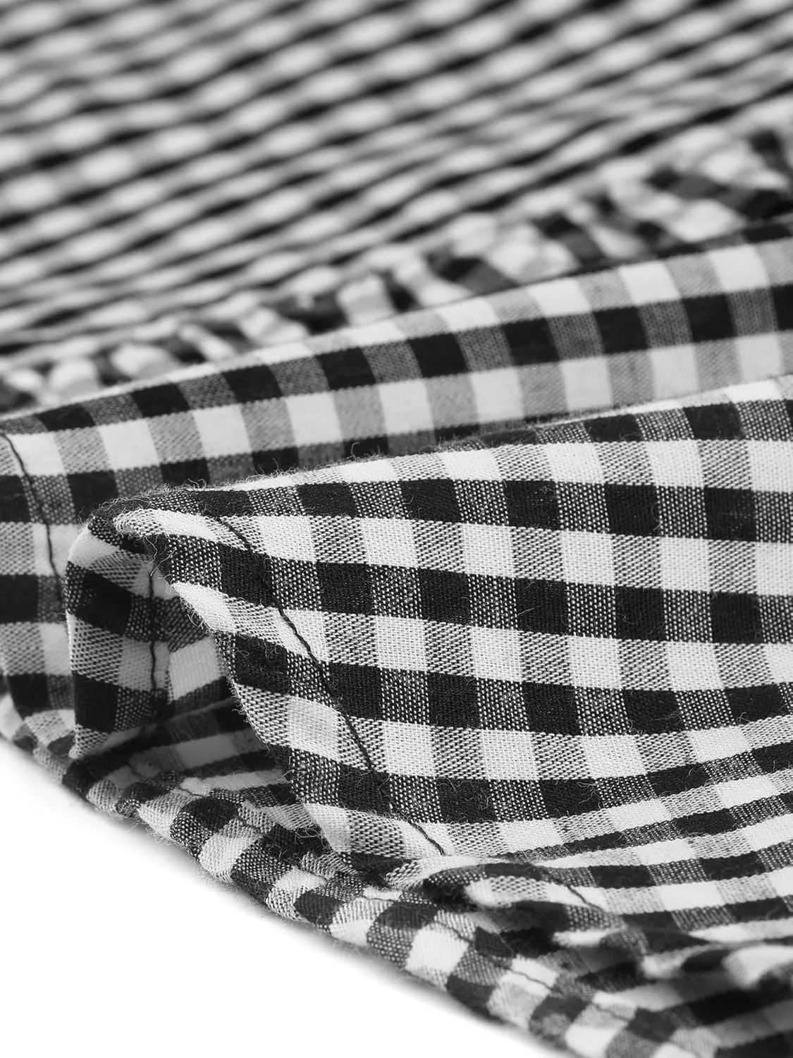 Allegra K Gingham Tank Tops for Women's Plaid 50s Cap Sleeve Ruffle Shirt