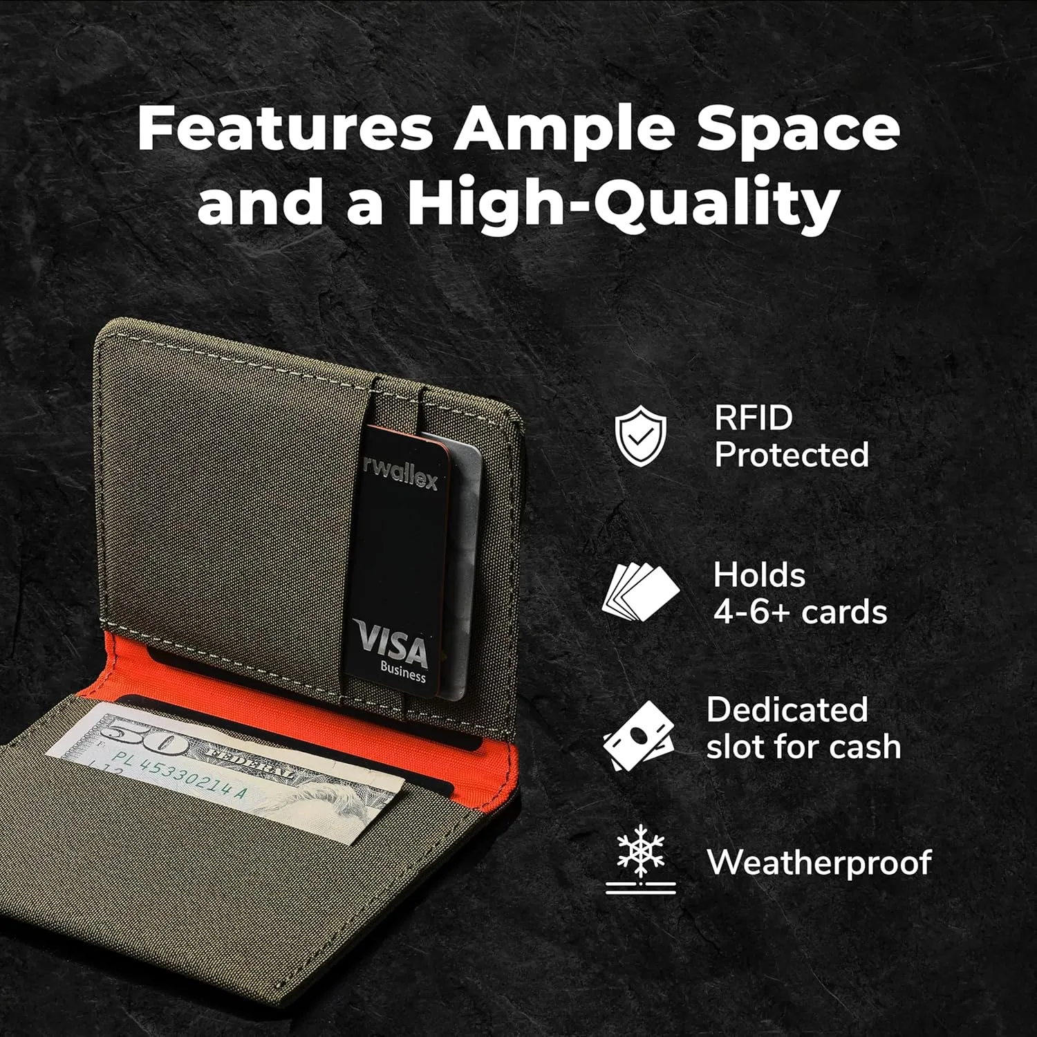 ALPAKA ARK Bifold Wallet - Slim Men's Wallet RFID Card Holder, Compact Design, Multi-Card Slots for 8-10 Cards, Cash Slot, 300D Fabric, Weatherproof fabric, Ideal for Daily Use & Travel - Green