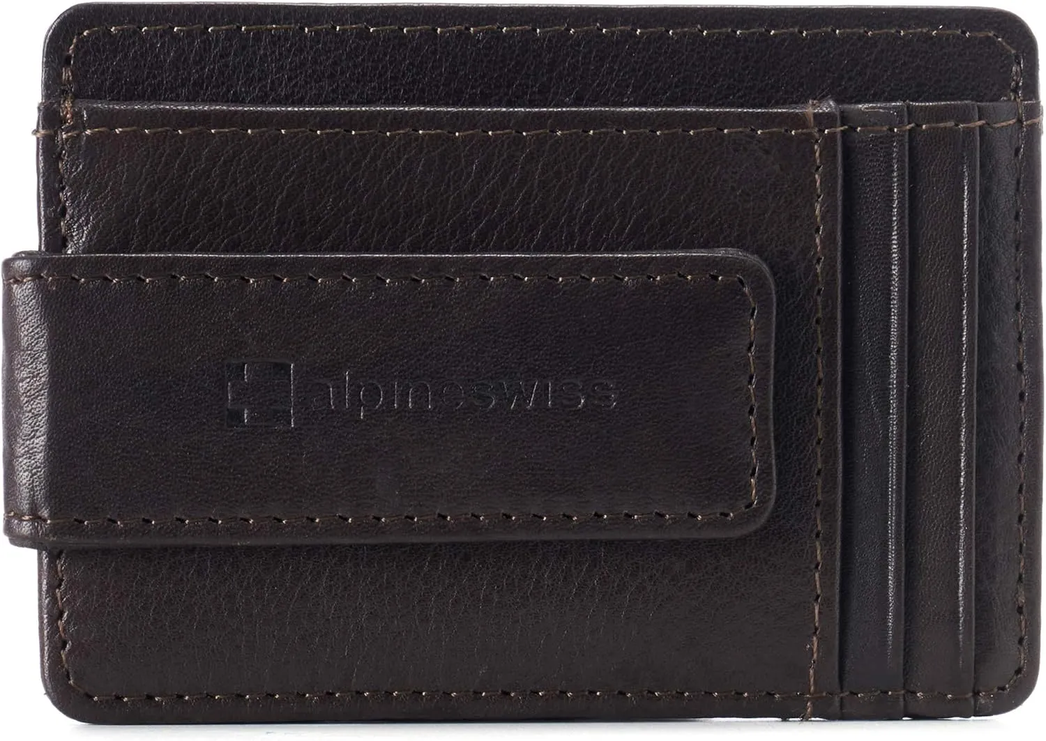 Alpine Swiss Harper Mens RFID Slim Money Clip Front Pocket Wallet Minimalist Leather ID Card Holder