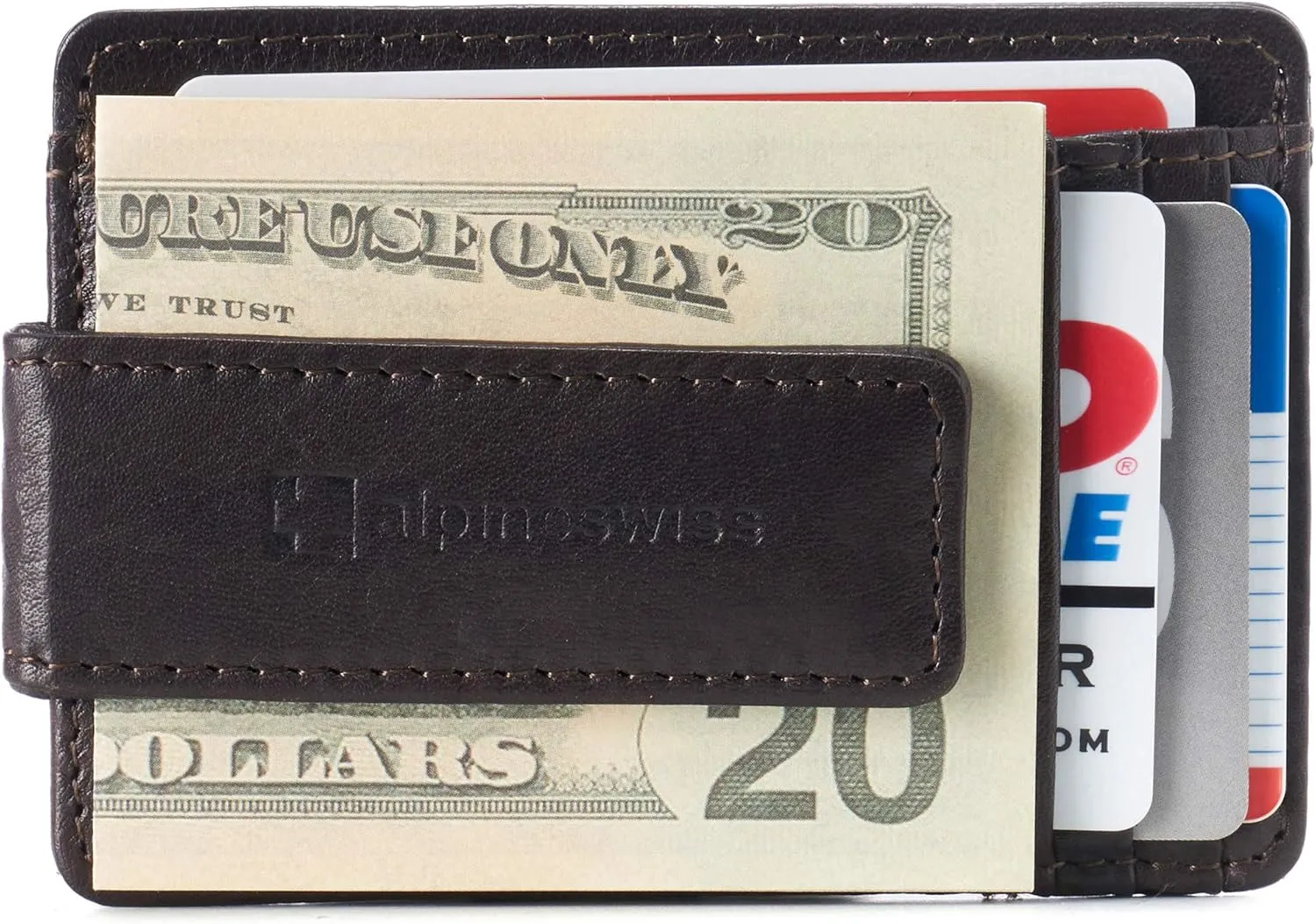 Alpine Swiss Harper Mens RFID Slim Money Clip Front Pocket Wallet Minimalist Leather ID Card Holder