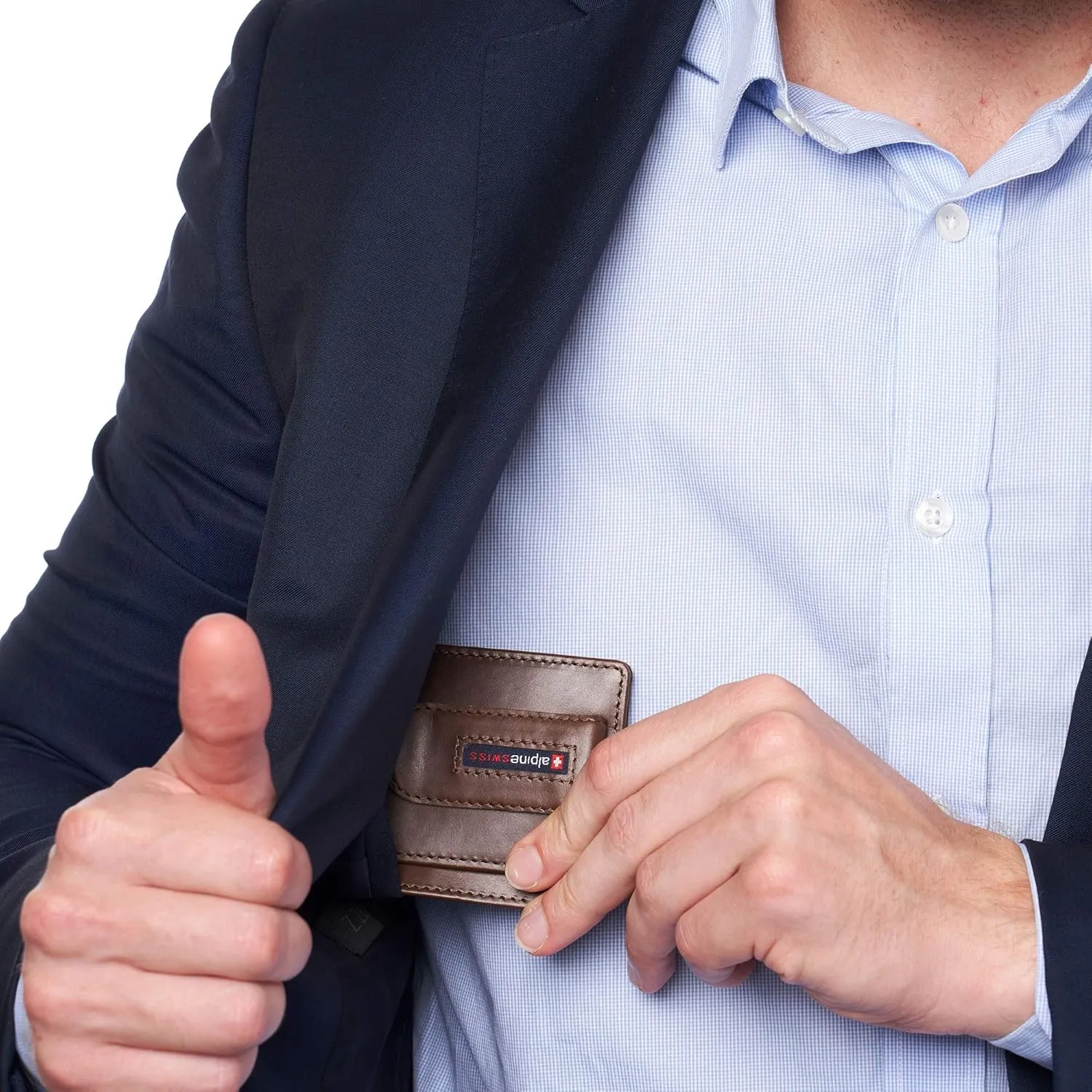 Alpine Swiss RFID Dermot Money Clip Front Pocket Wallet For Men Leather Comes in a Gift Box