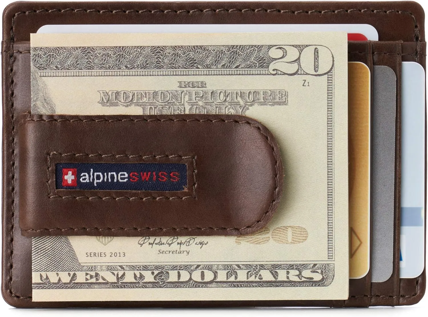 Alpine Swiss RFID Dermot Money Clip Front Pocket Wallet For Men Leather Comes in a Gift Box