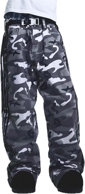 Alyweatry Baggy Neutral Jeans for Men Low Rise Wide Leg Vintage Oversized Denim Track Pants