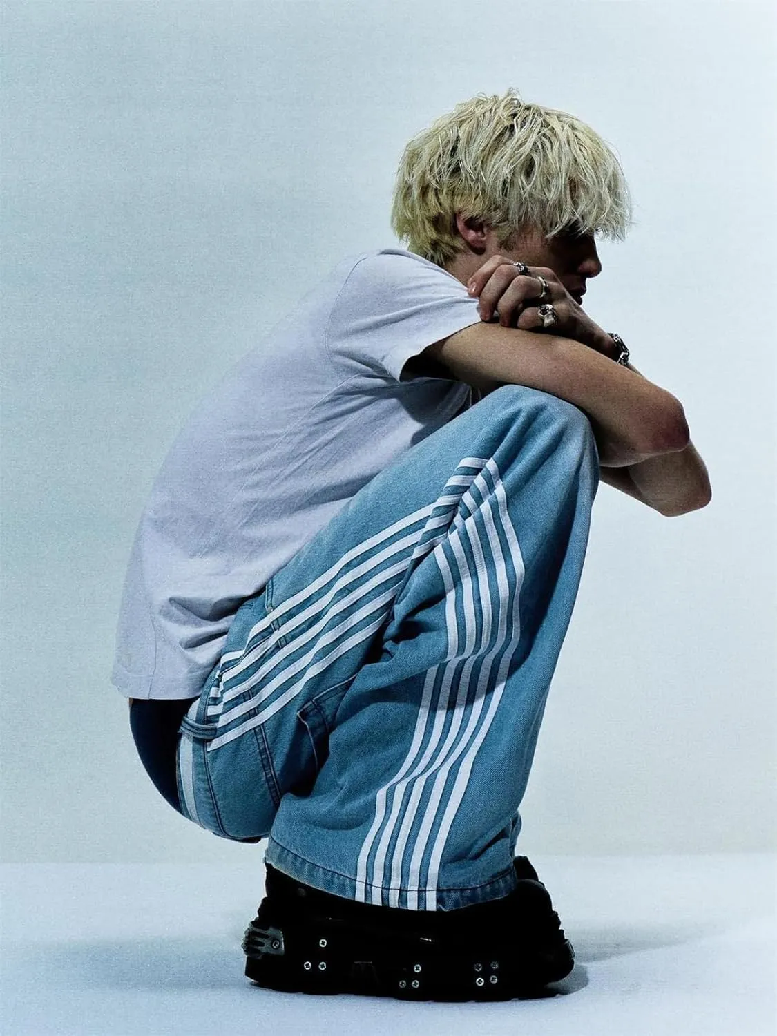 Alyweatry Men’s Vintage Baggy Jeans Oversized Low Rise Y2k Striped Skateboard Denim Track Jeans Streetwear
