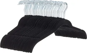 Amazon Basics Non-Slip Shirt Clothes Hangers Velvet, Space-Saving Slim, Sturdy, Black, Pack of 50