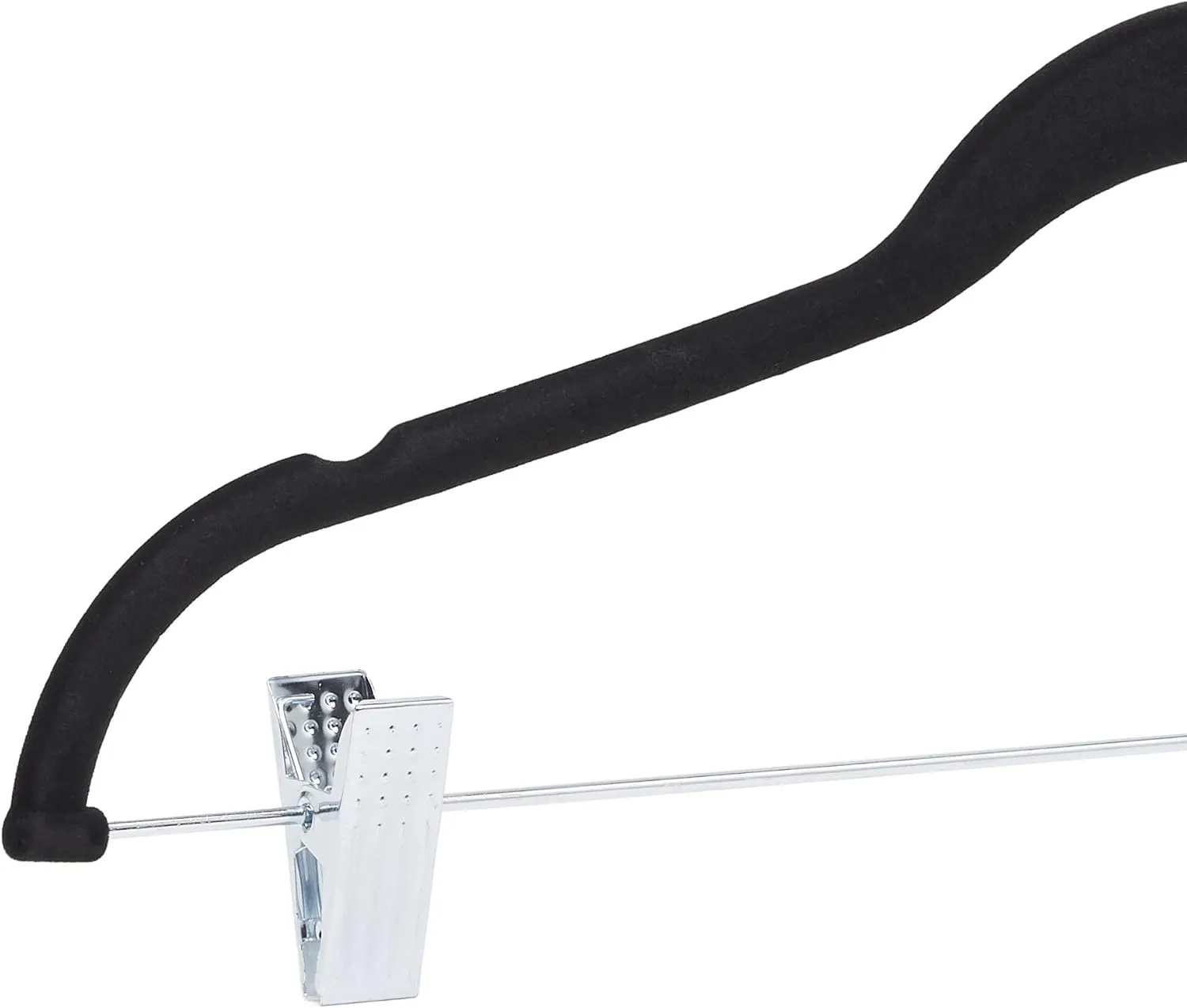 Amazon Basics Velvet, Non-Slip Skirt Clothes Hangers with Clips, Organize Pants and Skirts, Black/Silver, Pack of 24