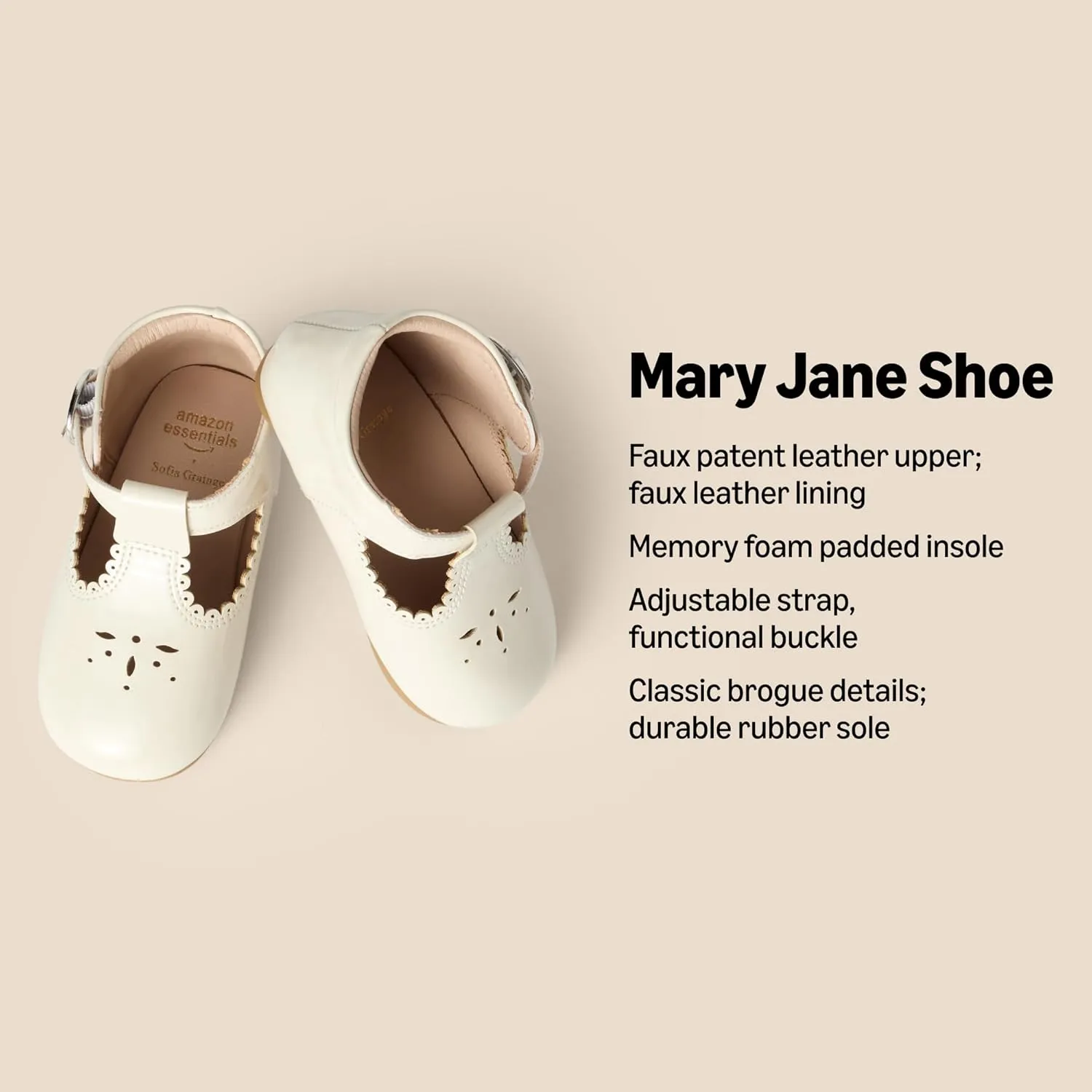 Amazon Essentials x Sofia Grainge Toddlers and Baby Girls’ Non-Slip Mary Jane Shoes