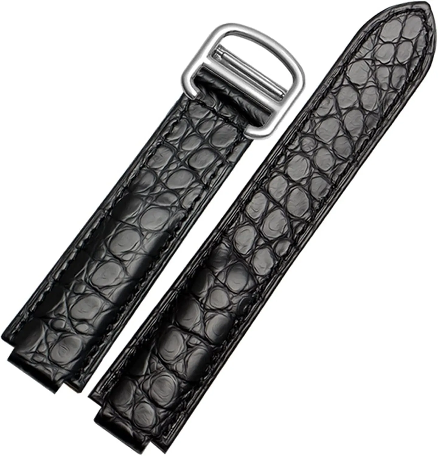 American Crocodile Leather Watch Strap Suitable for Cartier Blue Balloon Convex Leather Strap 18 20mm Men and Women Black (Color : 10mm Gold Clasp, Size : 18-11mm)