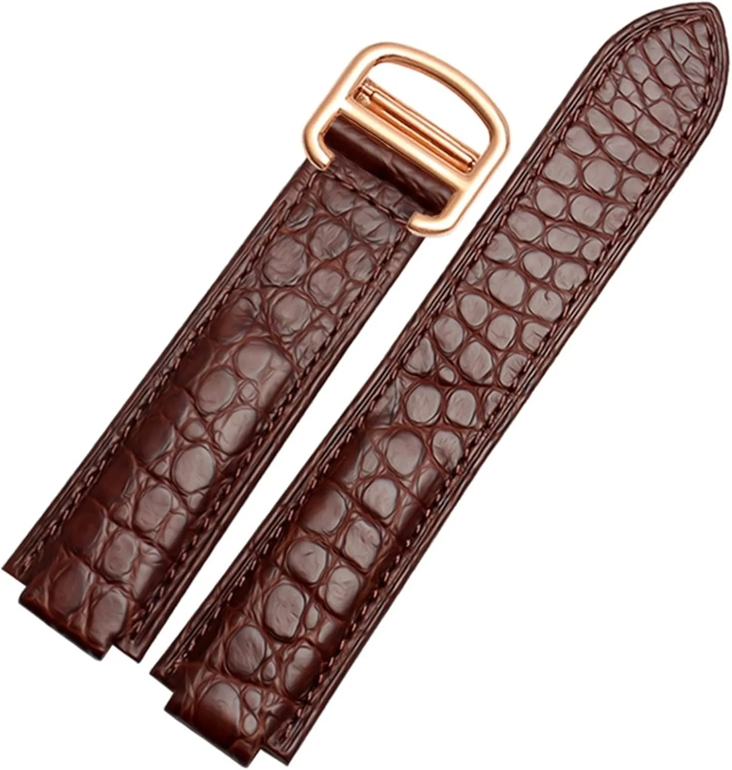 American Crocodile Leather Watch Strap Suitable for Cartier Blue Balloon Convex Leather Strap 18 20mm Men and Women Black (Color : 10mm Gold Clasp, Size : 22-14mm)