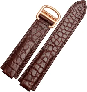 American Crocodile Leather Watch Strap Suitable for Cartier Blue Balloon Convex Leather Strap 18 20mm Men and Women Black (Color : 10mm Gold Clasp, Size : 22-14mm)