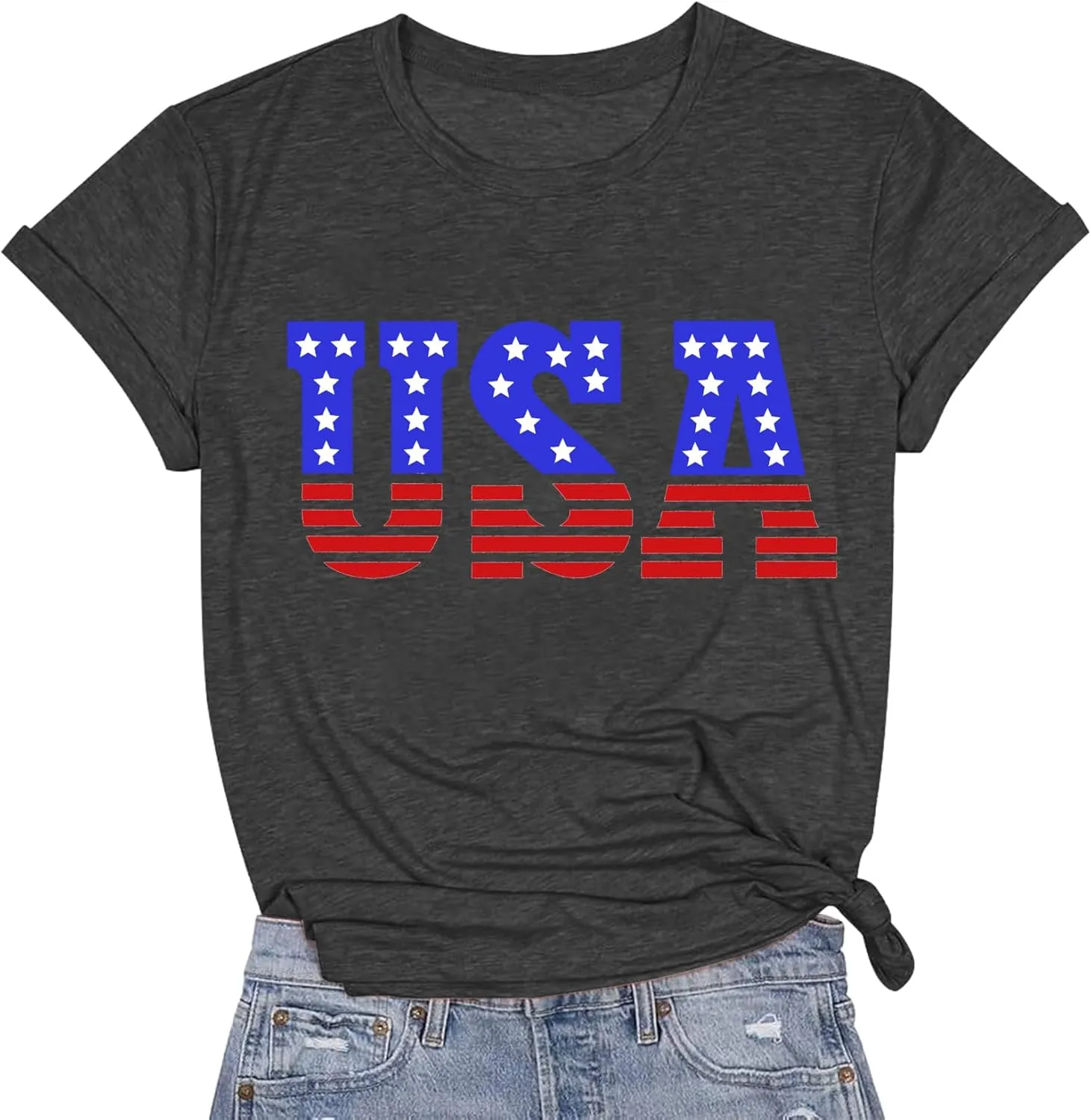 American Flag Heart Shirt for Women 4th of July Patriotic Tee USA Flag Tops