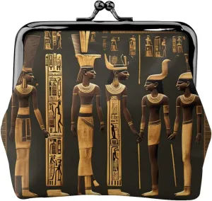 Ancient Egyptian Hieroglyph print Coin Purse with Kiss Lock Buckle Small Change Purse Card Holder Coin Pouch for Women