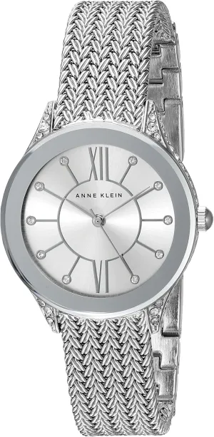 Anne Klein Women's Premium Crystal Accented Mesh Bracelet Watch