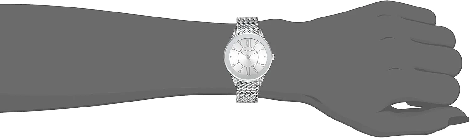Anne Klein Women's Premium Crystal Accented Mesh Bracelet Watch