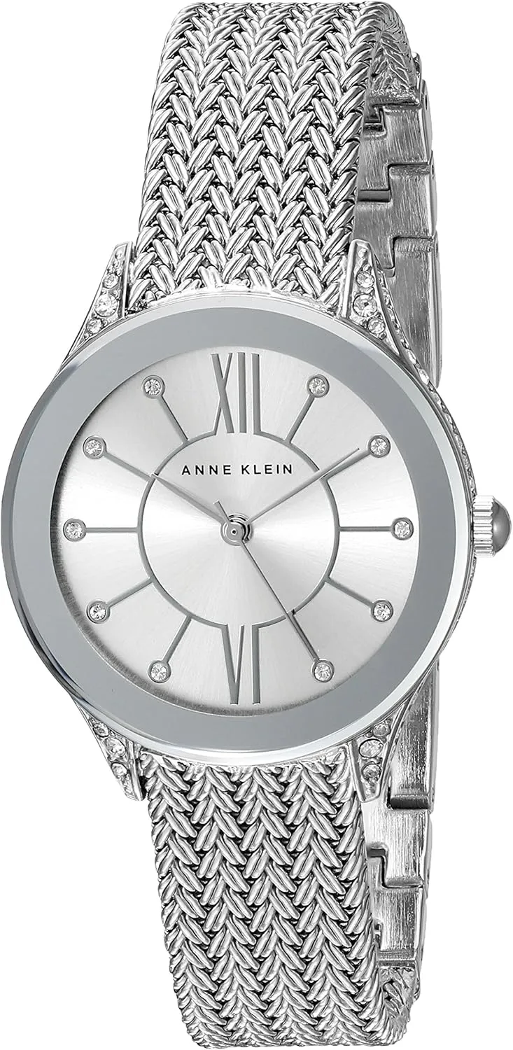 Anne Klein Women's Premium Crystal Accented Mesh Bracelet Watch