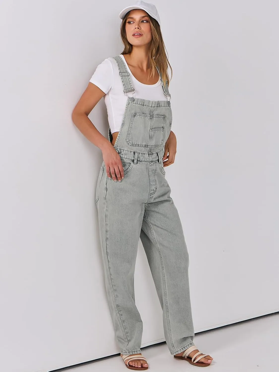 ANRABESS Overalls for Women Loose Fit Denim Overall Adjustable Strap Jean Jumpsuit Bib Romper 2025 Summer Casual work Outfits