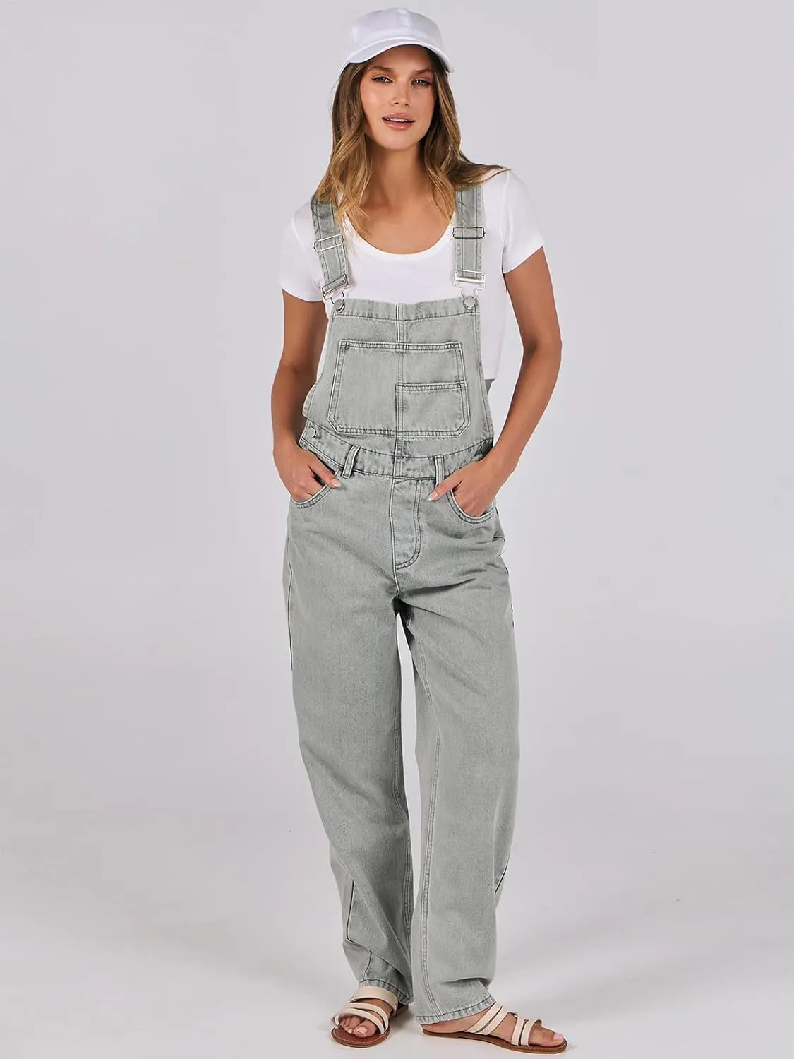 ANRABESS Overalls for Women Loose Fit Denim Overall Adjustable Strap Jean Jumpsuit Bib Romper 2025 Summer Casual work Outfits