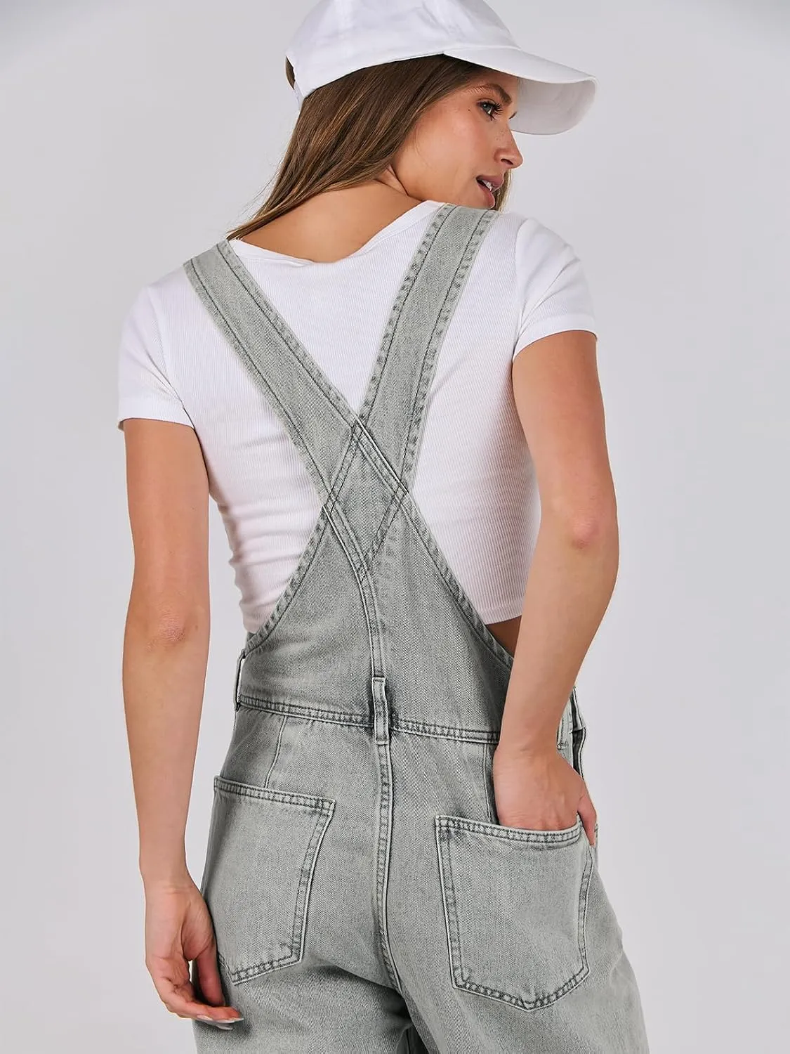 ANRABESS Overalls for Women Loose Fit Denim Overall Adjustable Strap Jean Jumpsuit Bib Romper 2025 Summer Casual work Outfits