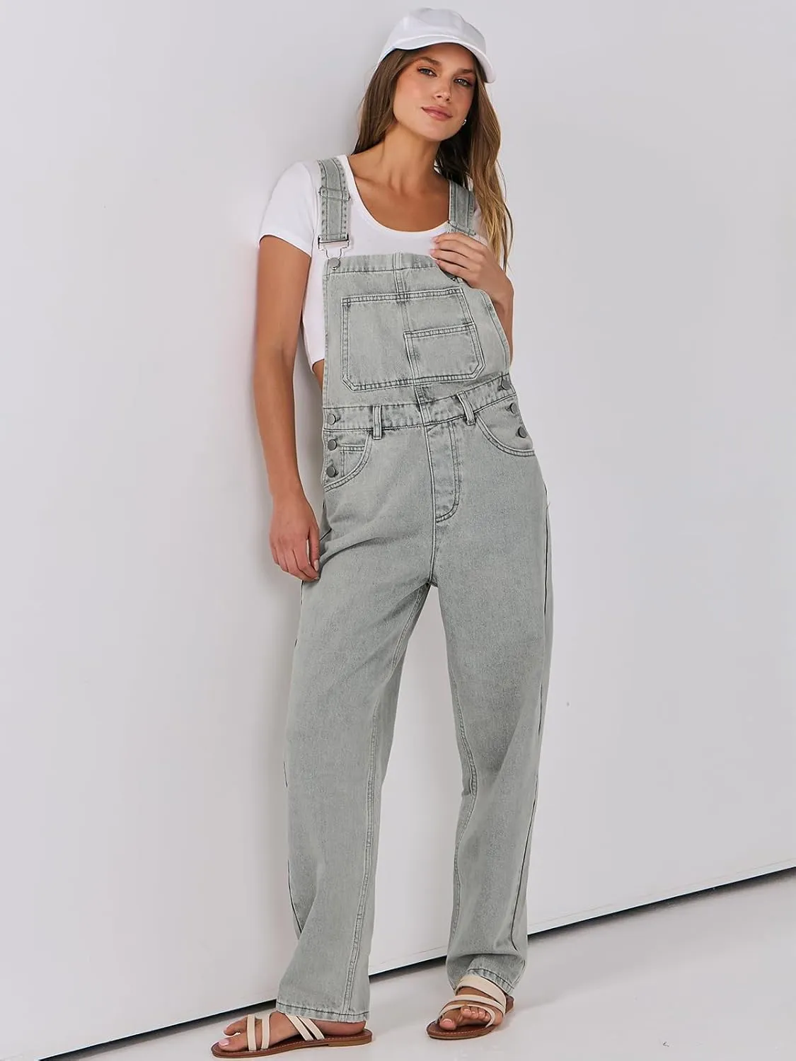 ANRABESS Overalls for Women Loose Fit Denim Overall Adjustable Strap Jean Jumpsuit Bib Romper 2025 Summer Casual work Outfits