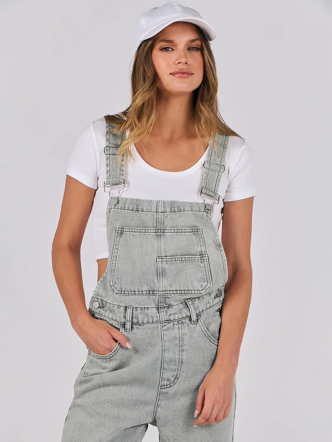 ANRABESS Overalls for Women Loose Fit Denim Overall Adjustable Strap Jean Jumpsuit Bib Romper 2025 Summer Casual work Outfits