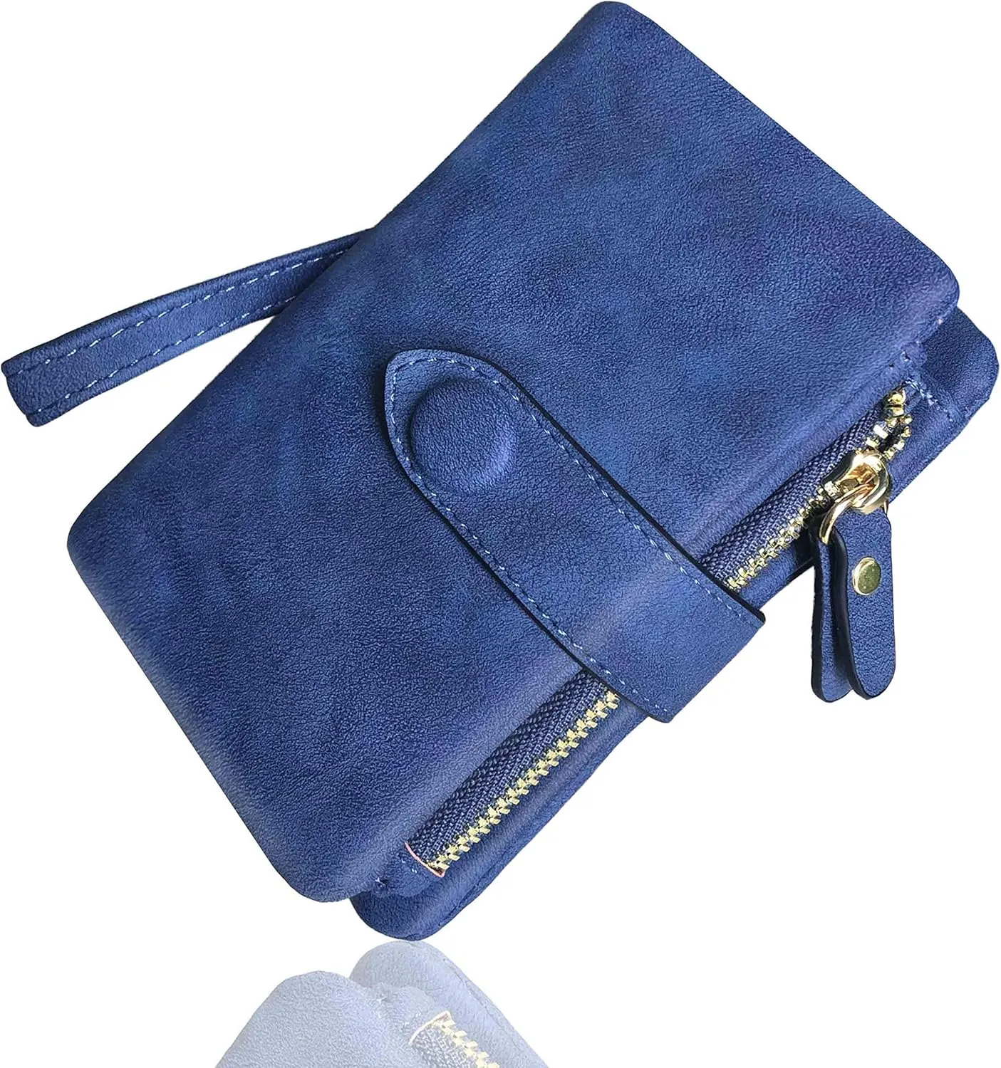 AOXONEL Women's Small Bifold Leather wallet Rfid blocking Ladies Wristlet with Card holder id window Coin Purse