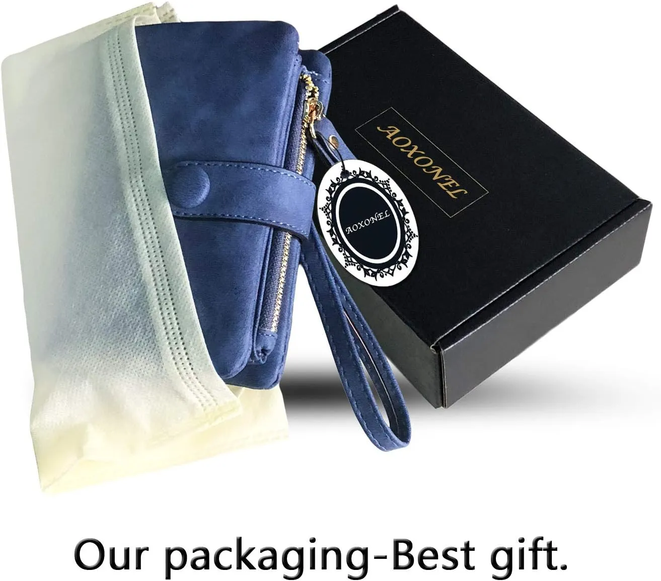 AOXONEL Women's Small Bifold Leather wallet Rfid blocking Ladies Wristlet with Card holder id window Coin Purse