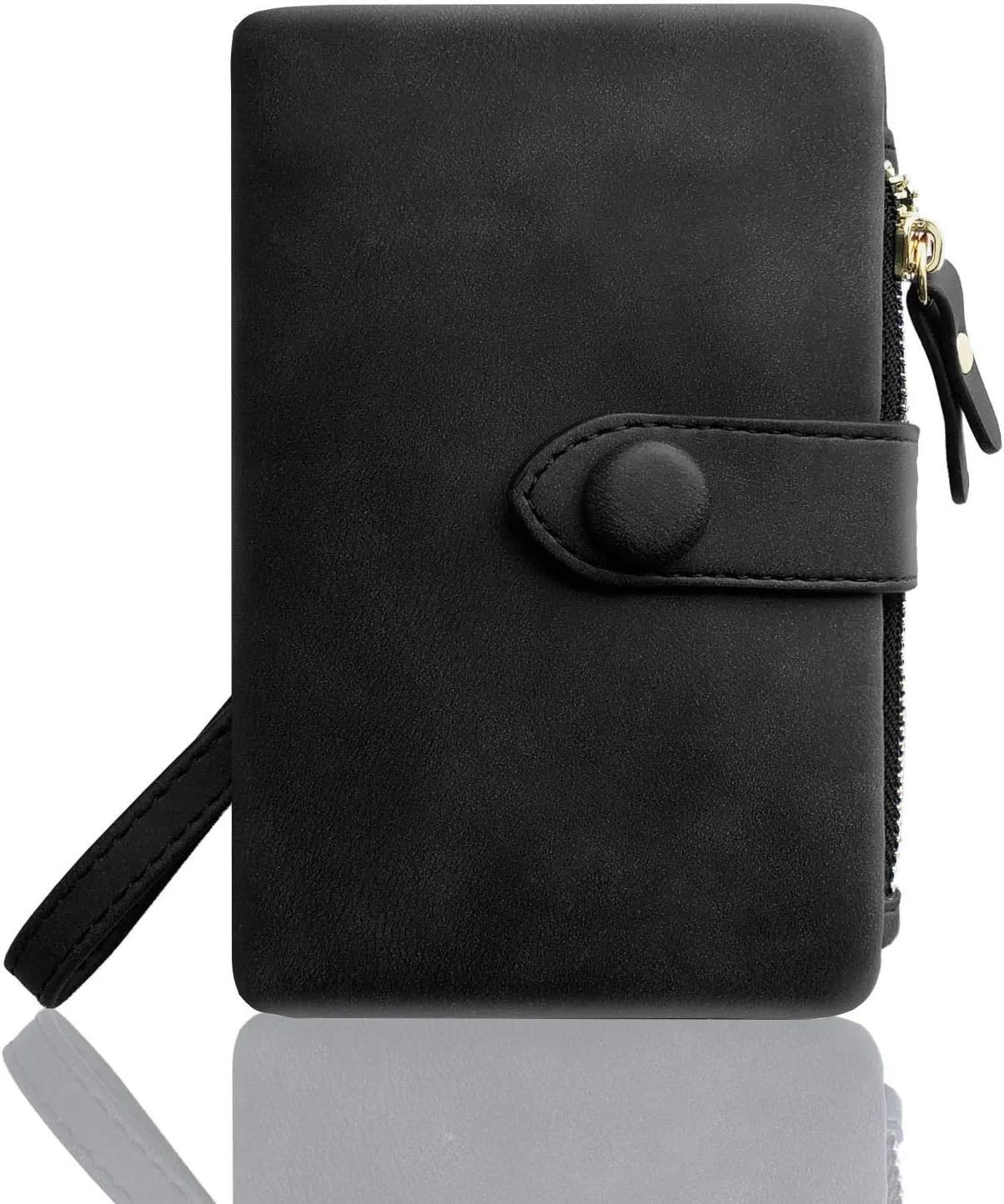 AOXONEL Women's Small Bifold Leather wallet Rfid blocking Ladies Wristlet with Card holder id window Coin Purse