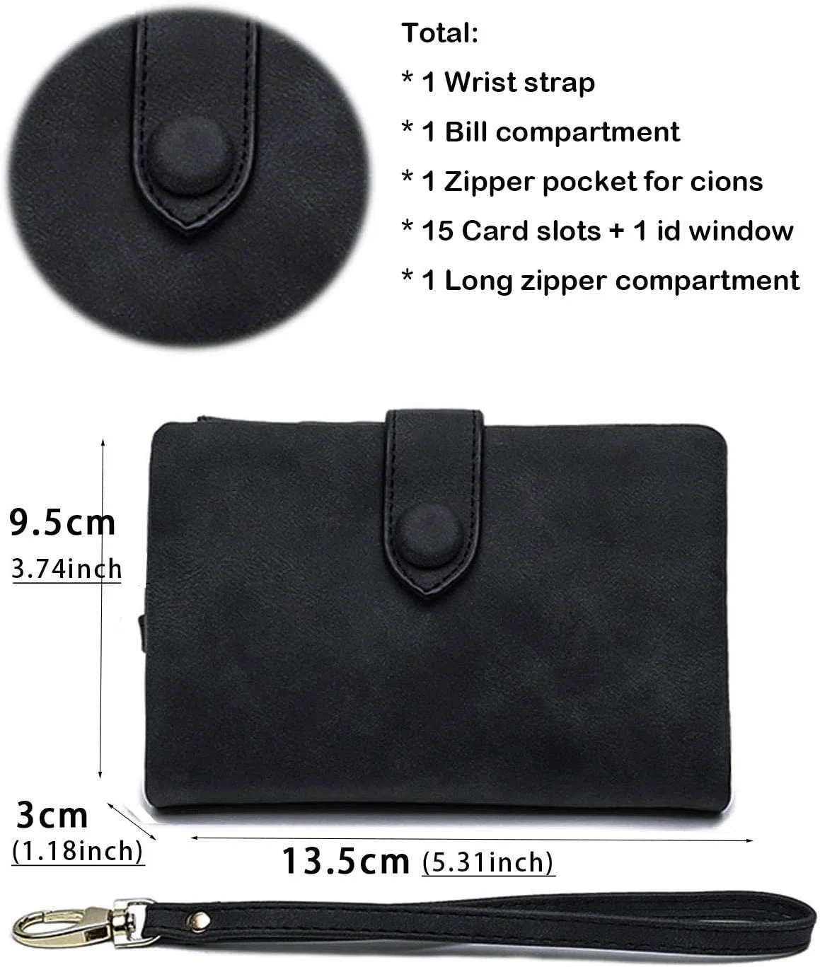 AOXONEL Women's Small Bifold Leather wallet Rfid blocking Ladies Wristlet with Card holder id window Coin Purse