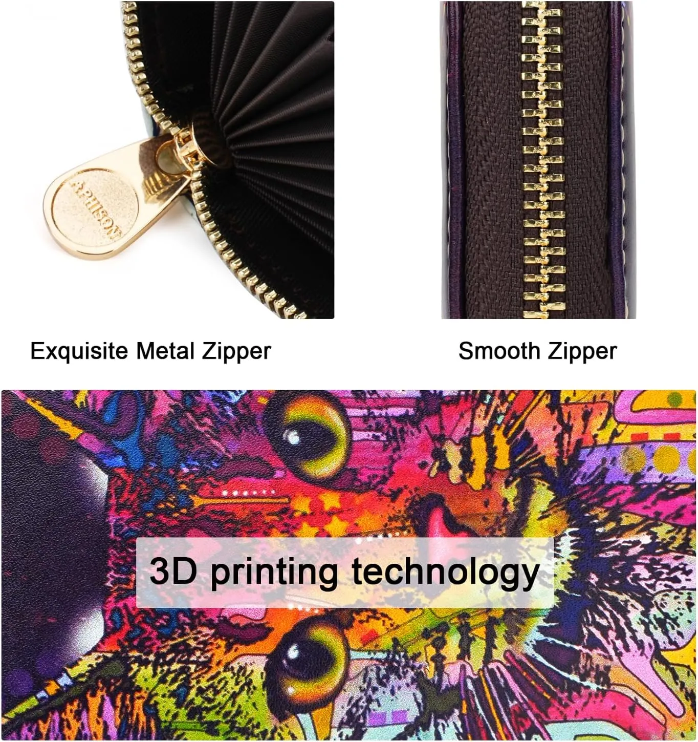 APHISON RFID Credit Card Holder Wallets for Women Leather Zipper Card Case for Ladies Keychain Wallet