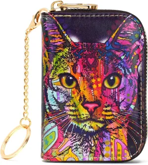 APHISON RFID Credit Card Holder Wallets for Women Leather Zipper Card Case for Ladies Keychain Wallet