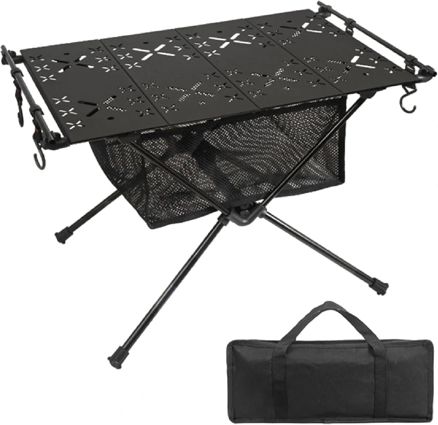 APLUSH Portable Camping Table, Aluminum Lightweight Beach Table with Easy Carrying Bag for Indoor, Outdoor, Camping, Backyard, BBQ, Party, Patio, Beach, Picnic,Travel,Fishing,Black