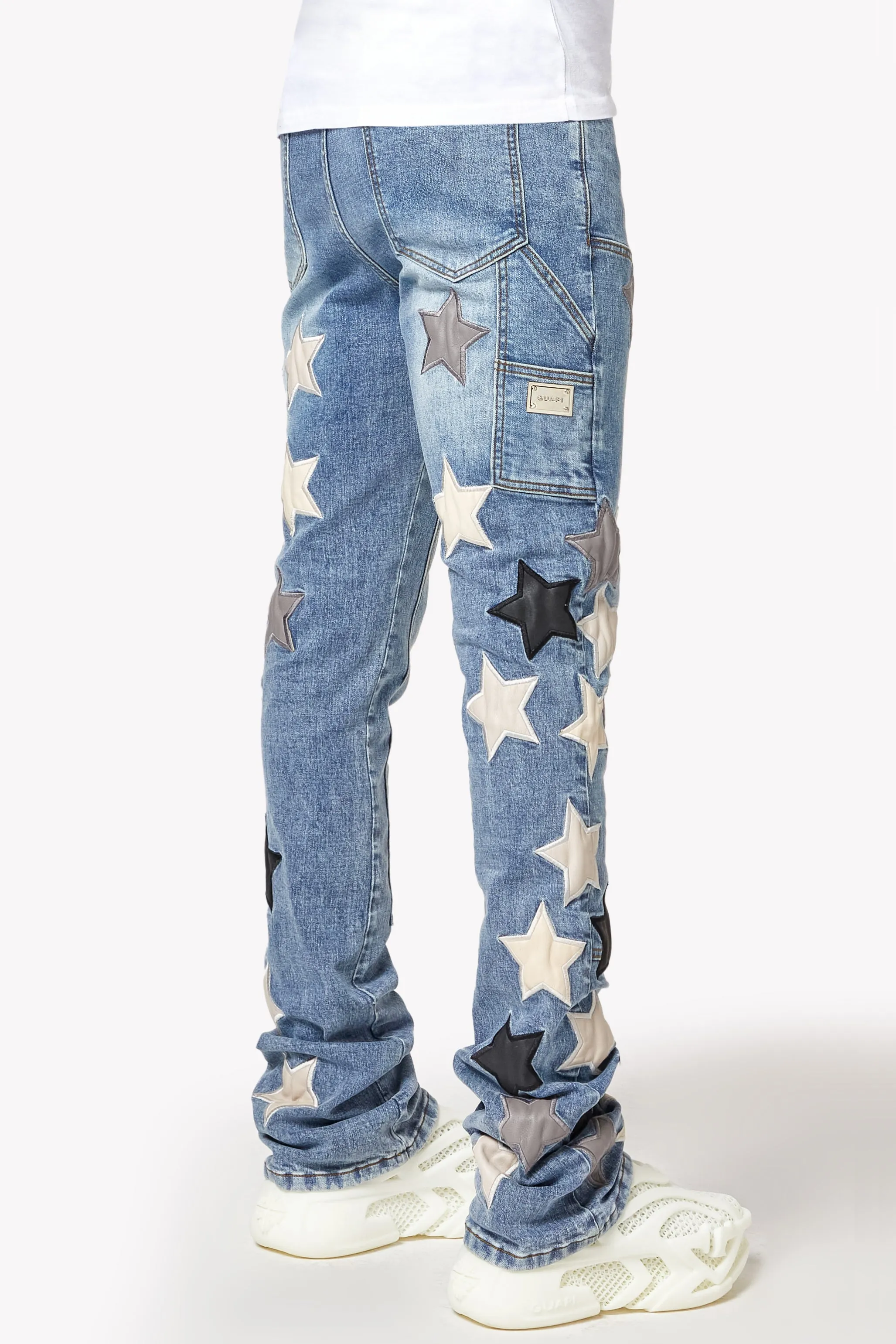 Aqua Blue Vintage Stars Denim